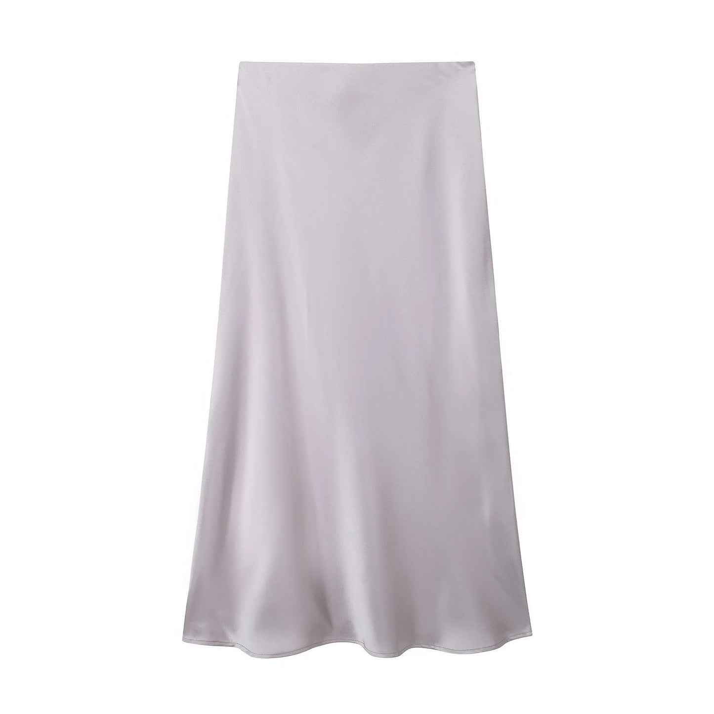 high waist satin A-line skirt for women casual wear