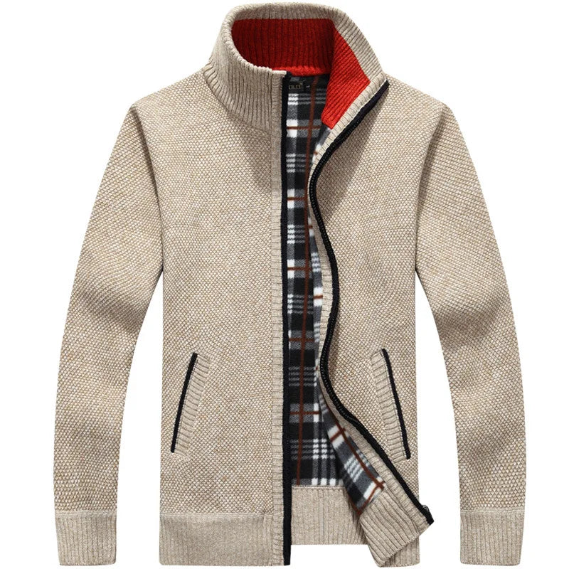 Men’s wool zipper cardigan winter knitwear casual outfit