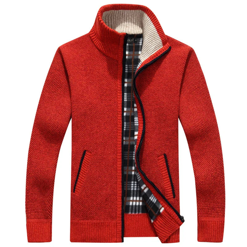 Men’s wool zipper cardigan winter knitwear casual outfit