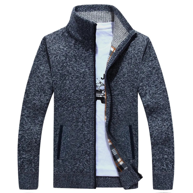 Men’s wool zipper cardigan winter knitwear casual outfit