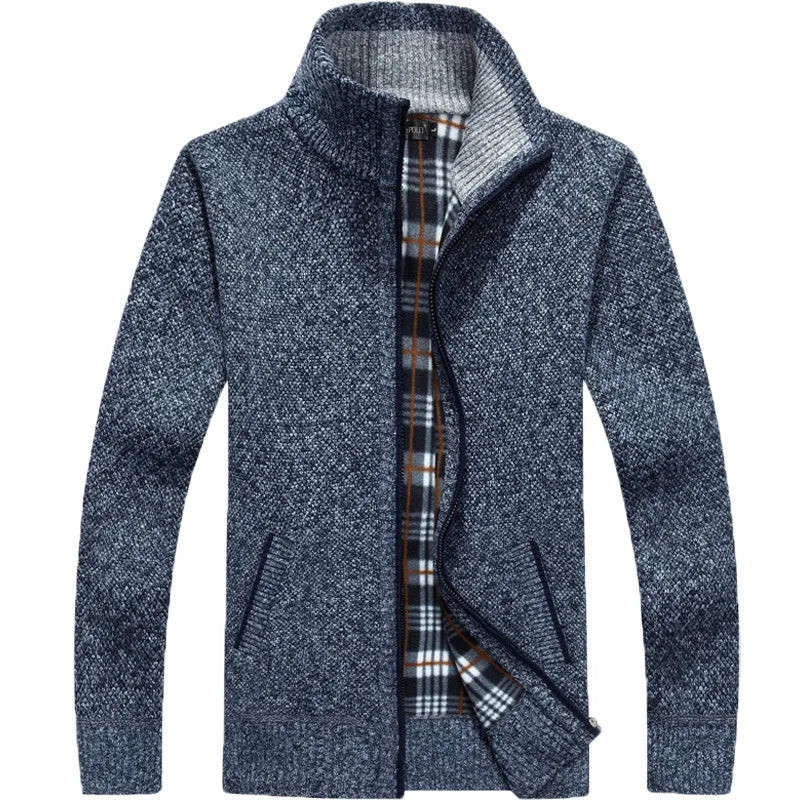 Men’s wool zipper cardigan winter knitwear casual outfit