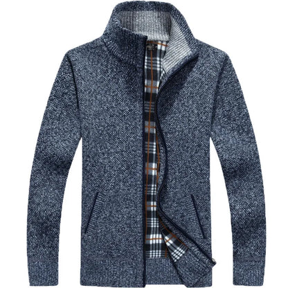 Men’s wool zipper cardigan winter knitwear casual outfit