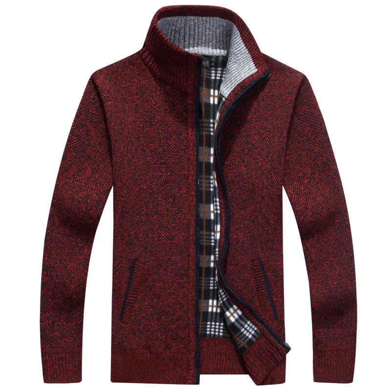Men’s wool zipper cardigan winter knitwear casual outfit