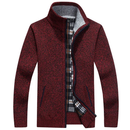 Men’s wool zipper cardigan winter knitwear casual outfit