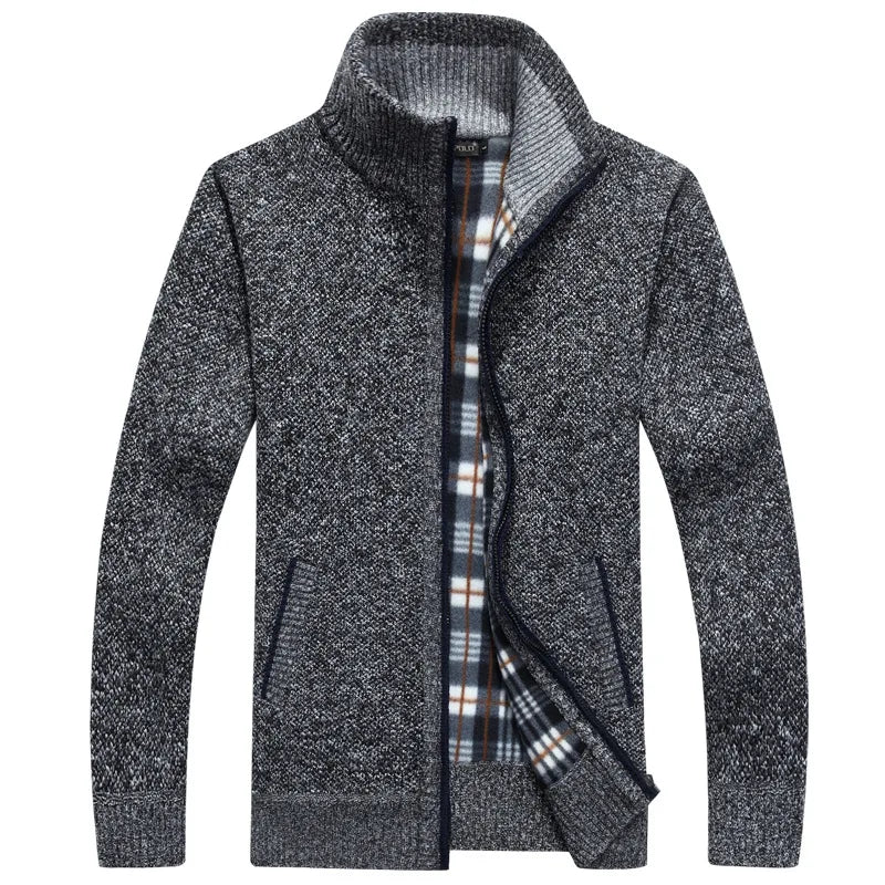 Men’s wool zipper cardigan winter knitwear casual outfit