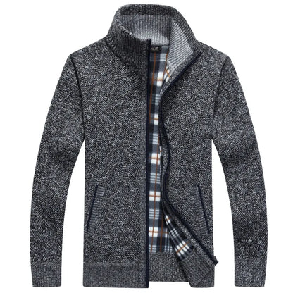 Men’s wool zipper cardigan winter knitwear casual outfit
