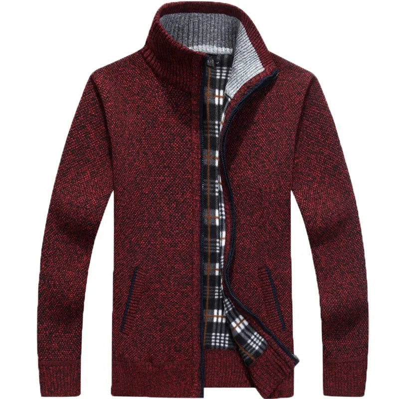 Men’s wool zipper cardigan winter knitwear casual outfit