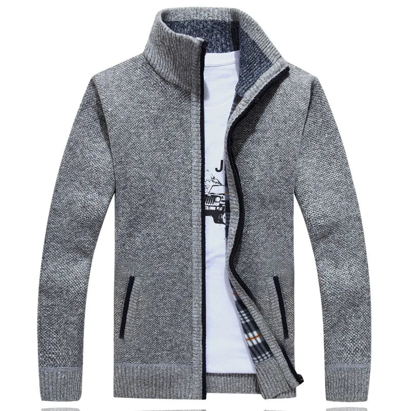 Men’s wool zipper cardigan winter knitwear casual outfit