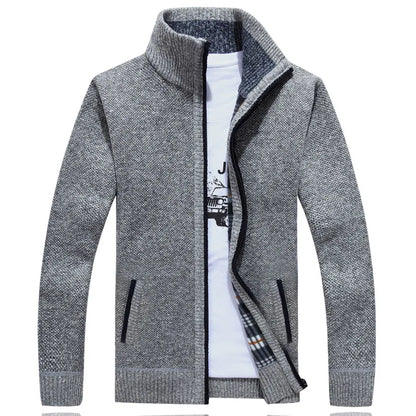 Men’s wool zipper cardigan winter knitwear casual outfit