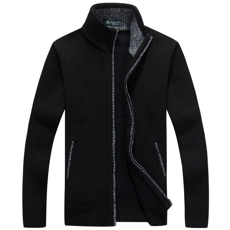Men’s wool zipper cardigan winter knitwear casual outfit