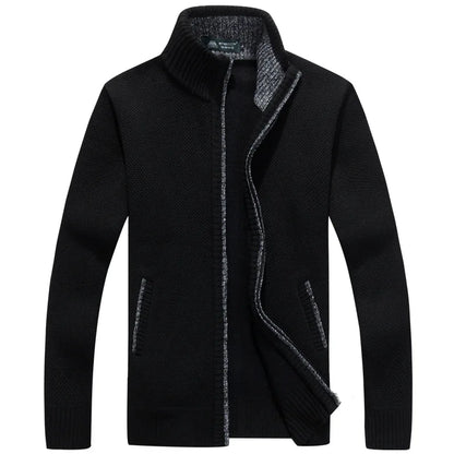 Men’s wool zipper cardigan winter knitwear casual outfit