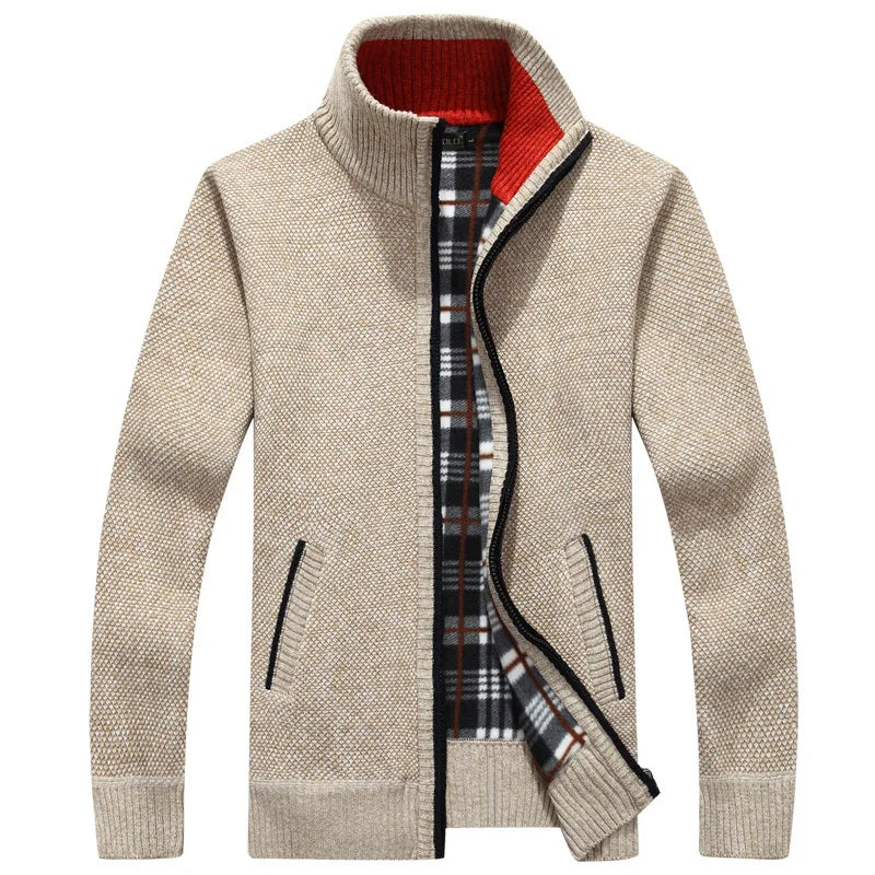 Men’s wool zipper cardigan winter knitwear casual outfit