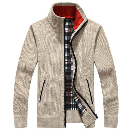 Men’s wool zipper cardigan winter knitwear casual outfit