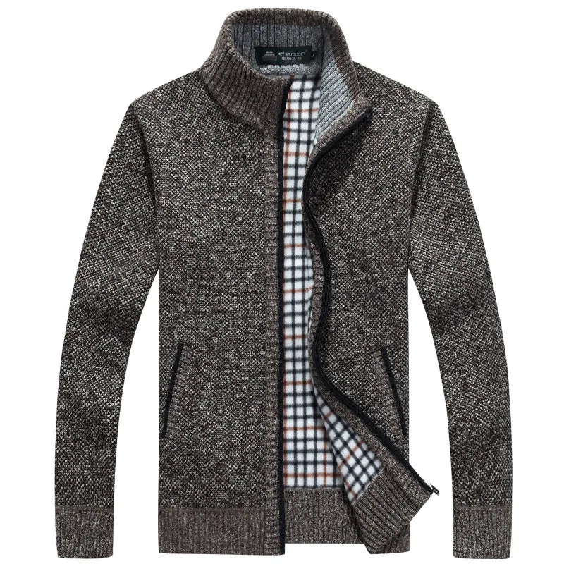 Men’s wool zipper cardigan winter knitwear casual outfit