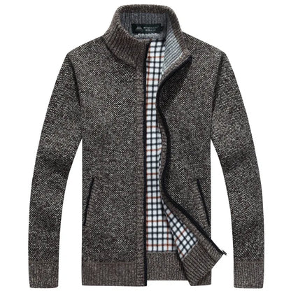 Men’s wool zipper cardigan winter knitwear casual outfit