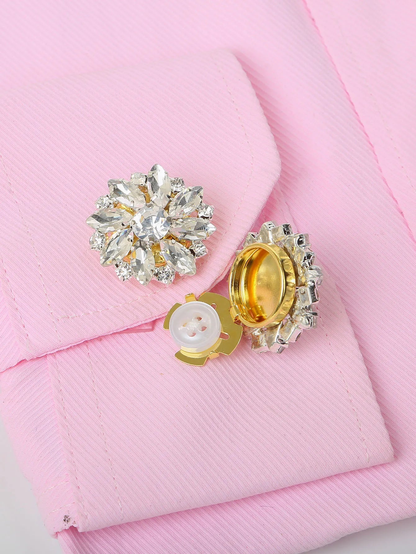 Rhinestone Button Covers Clips for Shirts