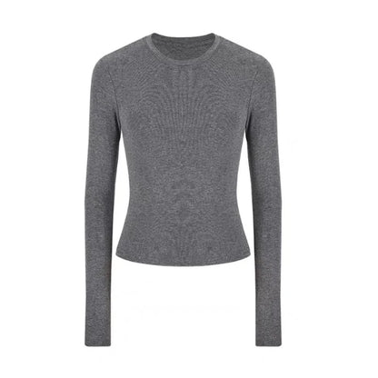 Women Casual Long Sleeve T-shirts Cotton Elastic Basic Autumn
