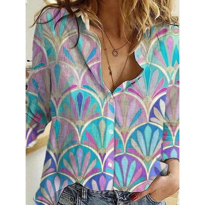 Casual Long Sleeve Print Top