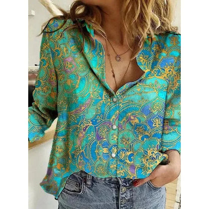 Casual Long Sleeve Print Top
