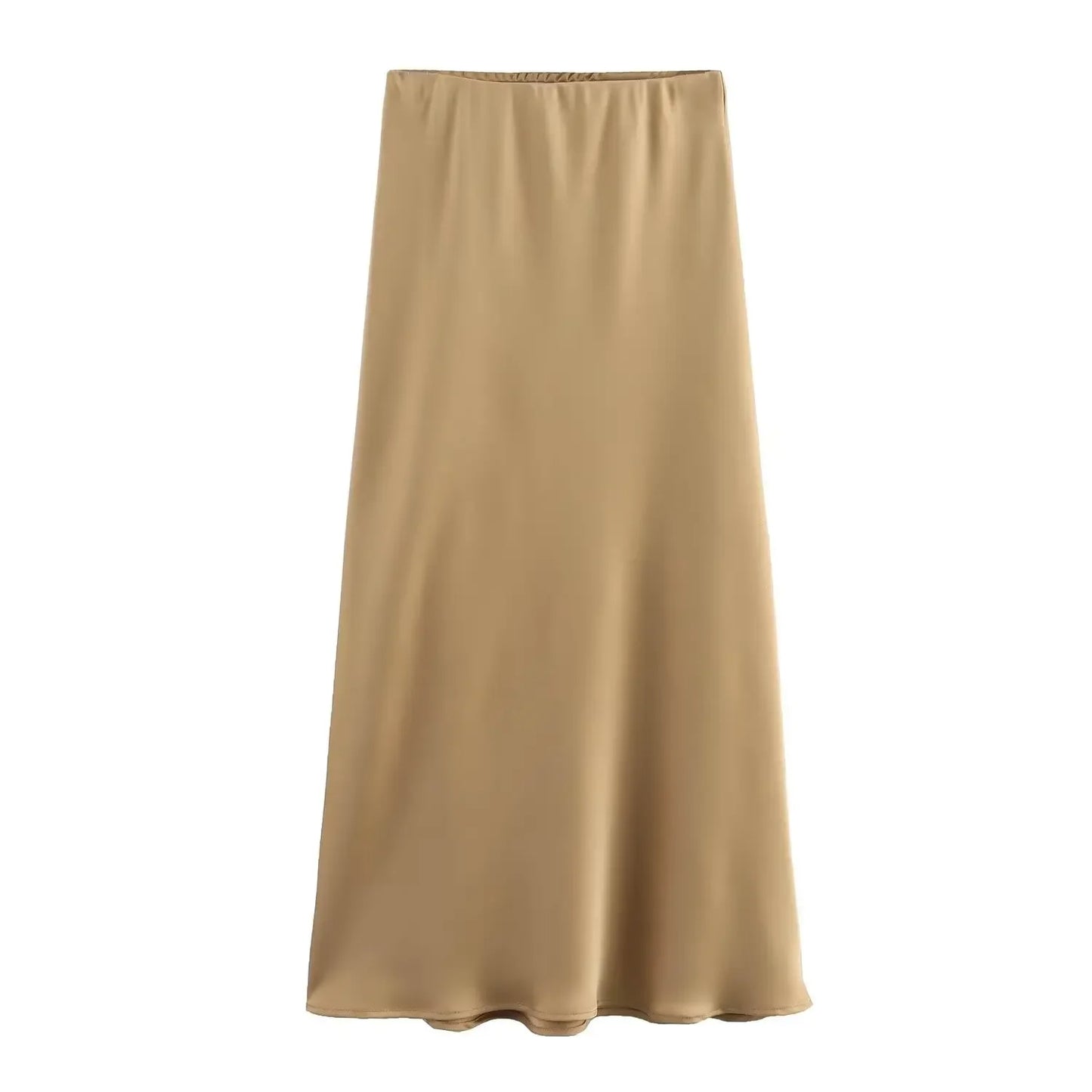 high waist satin A-line skirt for women casual wear