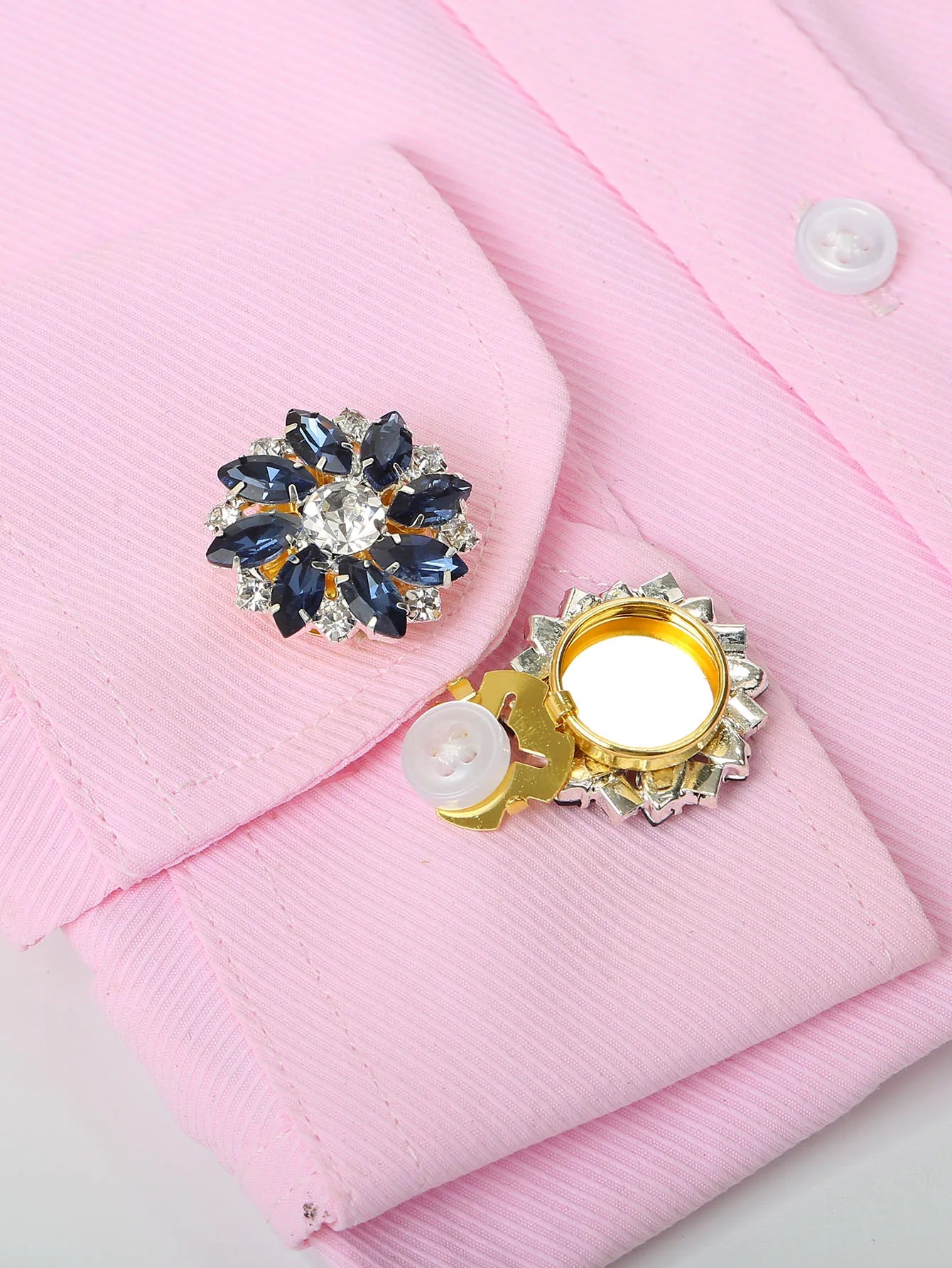 Rhinestone Button Covers Clips for Shirts