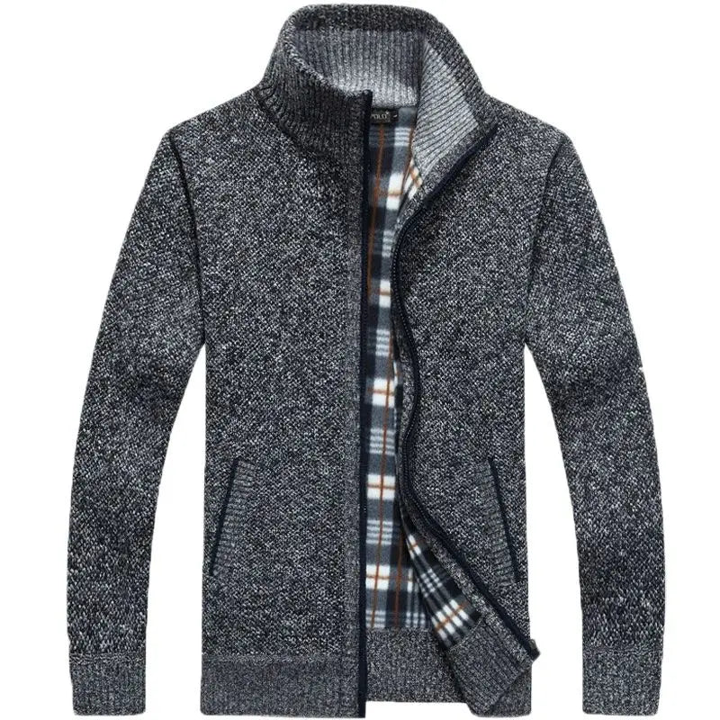 Men’s wool zipper cardigan winter knitwear casual outfit
