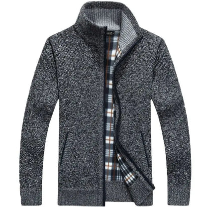 Men’s wool zipper cardigan winter knitwear casual outfit