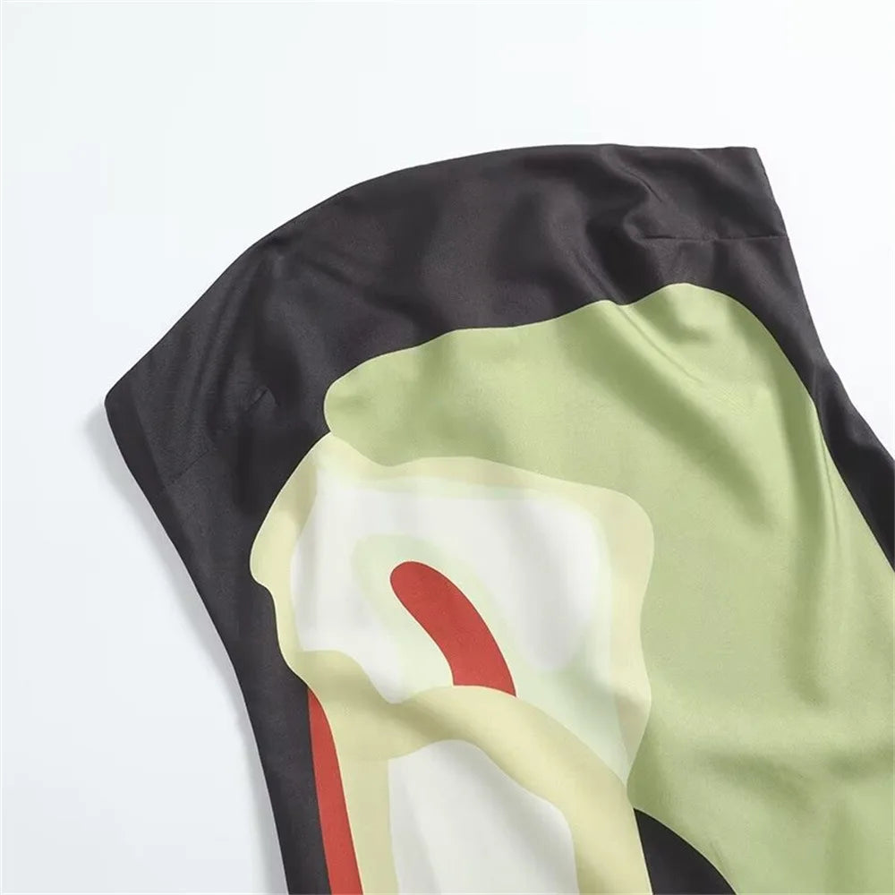 Strapless Backless Printed Long Dress Women