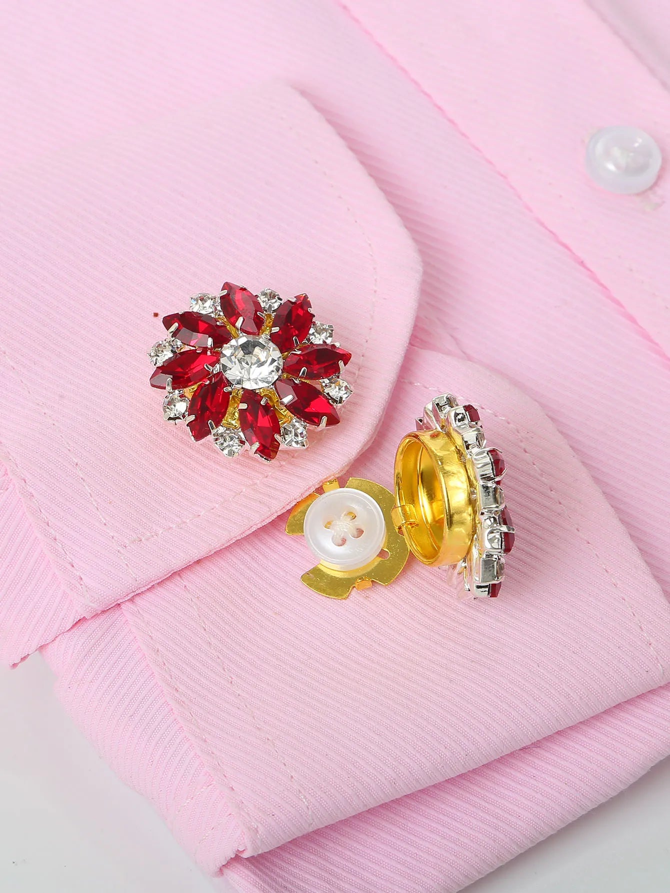 Rhinestone Button Covers Clips for Shirts