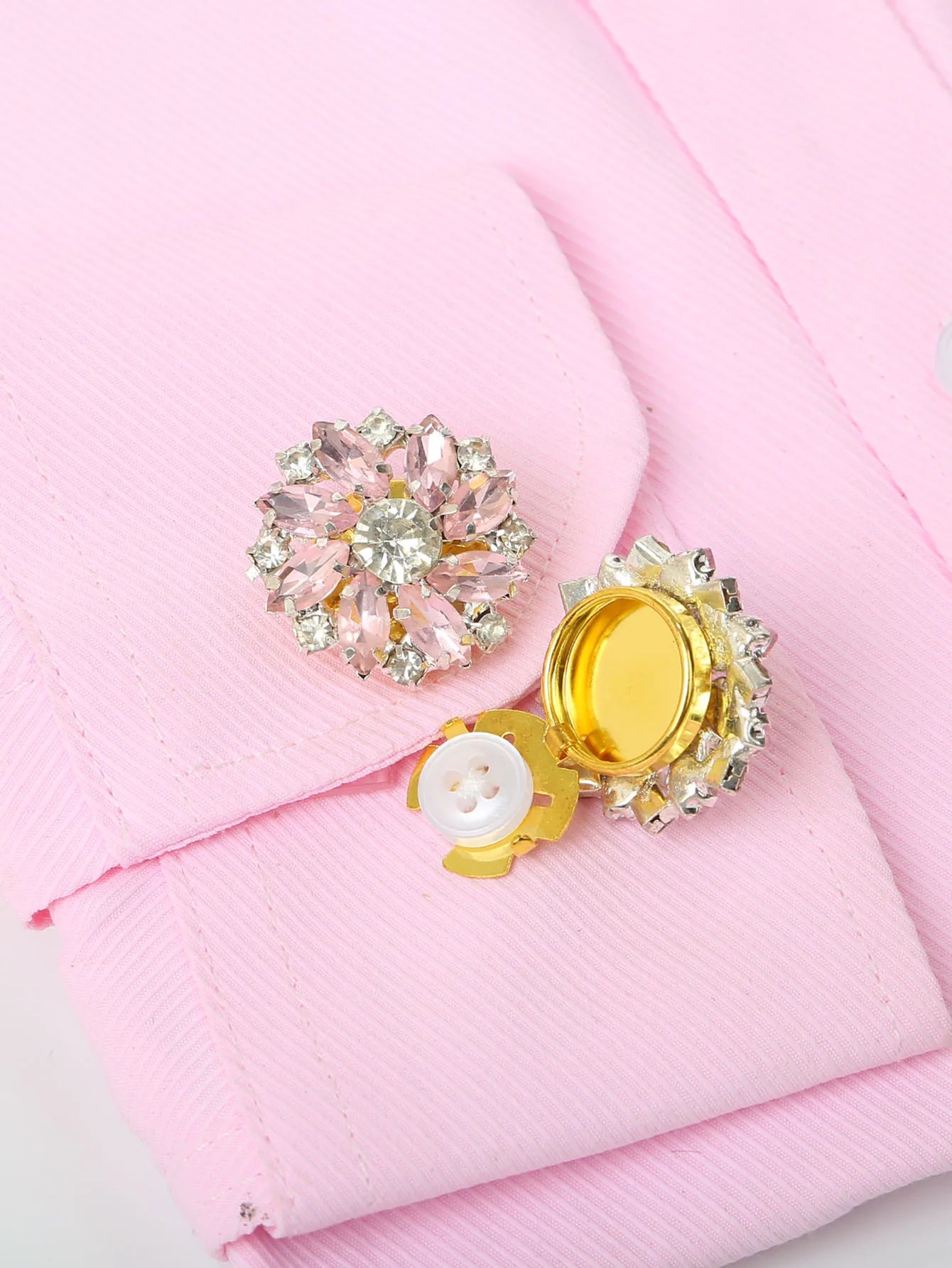 Rhinestone Button Covers Clips for Shirts