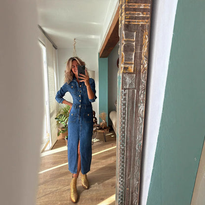 Gorgeous  Denim Dress Mid Length Single Breasted