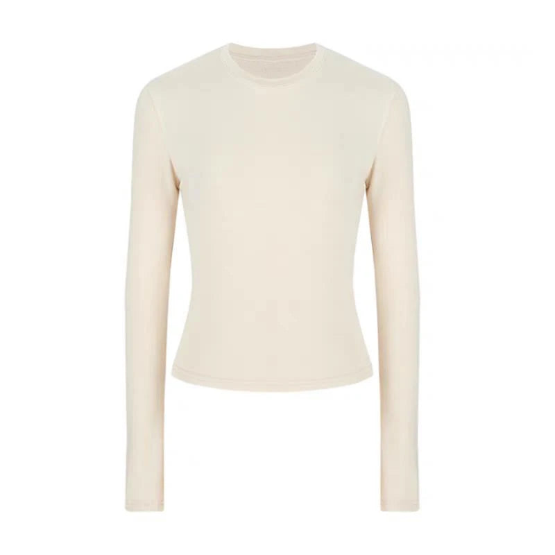 Women Casual Long Sleeve T-shirts Cotton Elastic Basic Autumn