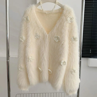 Pretty Cardigan in Pastel Pink and off White