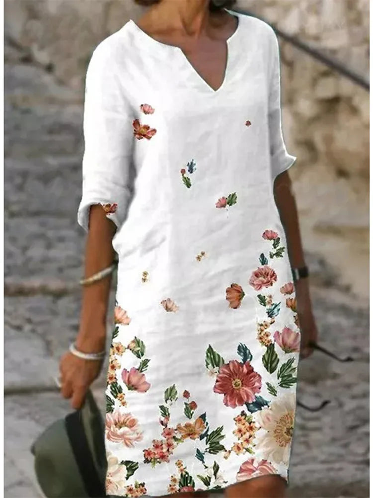 Summer Women's Dress Casual Boho Floral Print Half Sleeve