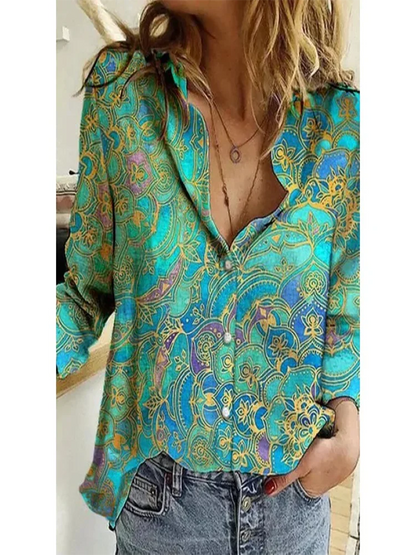 Casual Long Sleeve Print Top