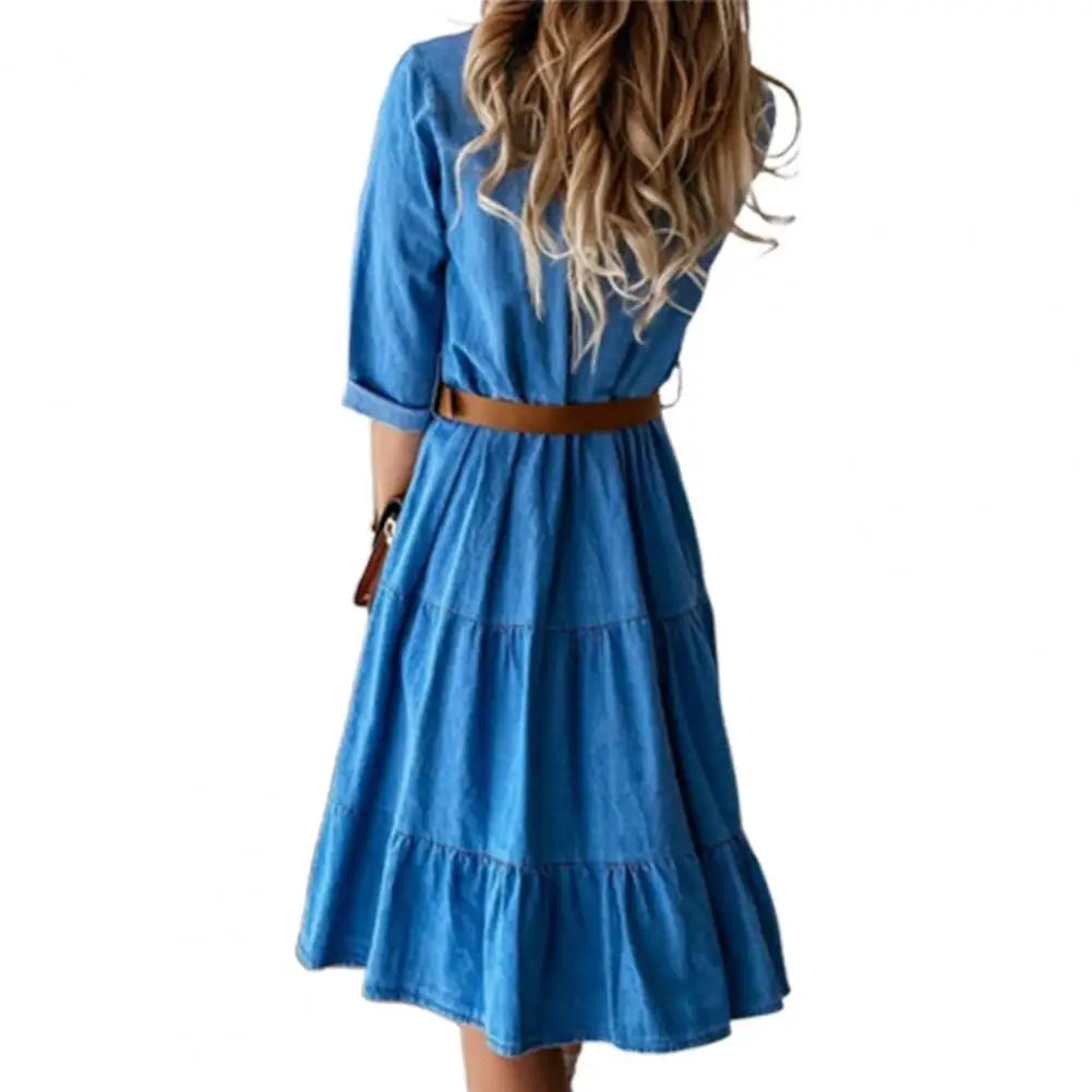 Denim Dress Three Quarter Sleeve