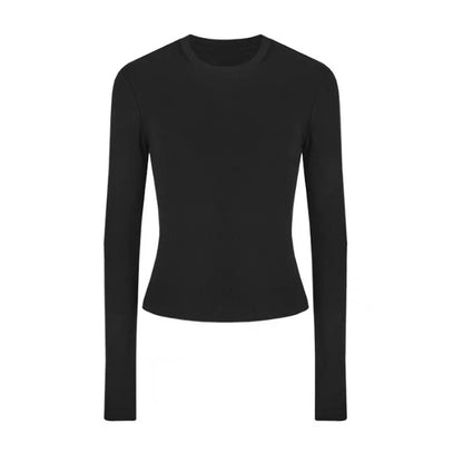 Women Casual Long Sleeve T-shirts Cotton Elastic Basic Autumn