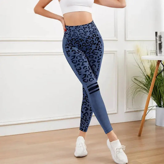 Yoga High Waist Tights, Leopard Print Seamless Quick Drying Fitness Pants