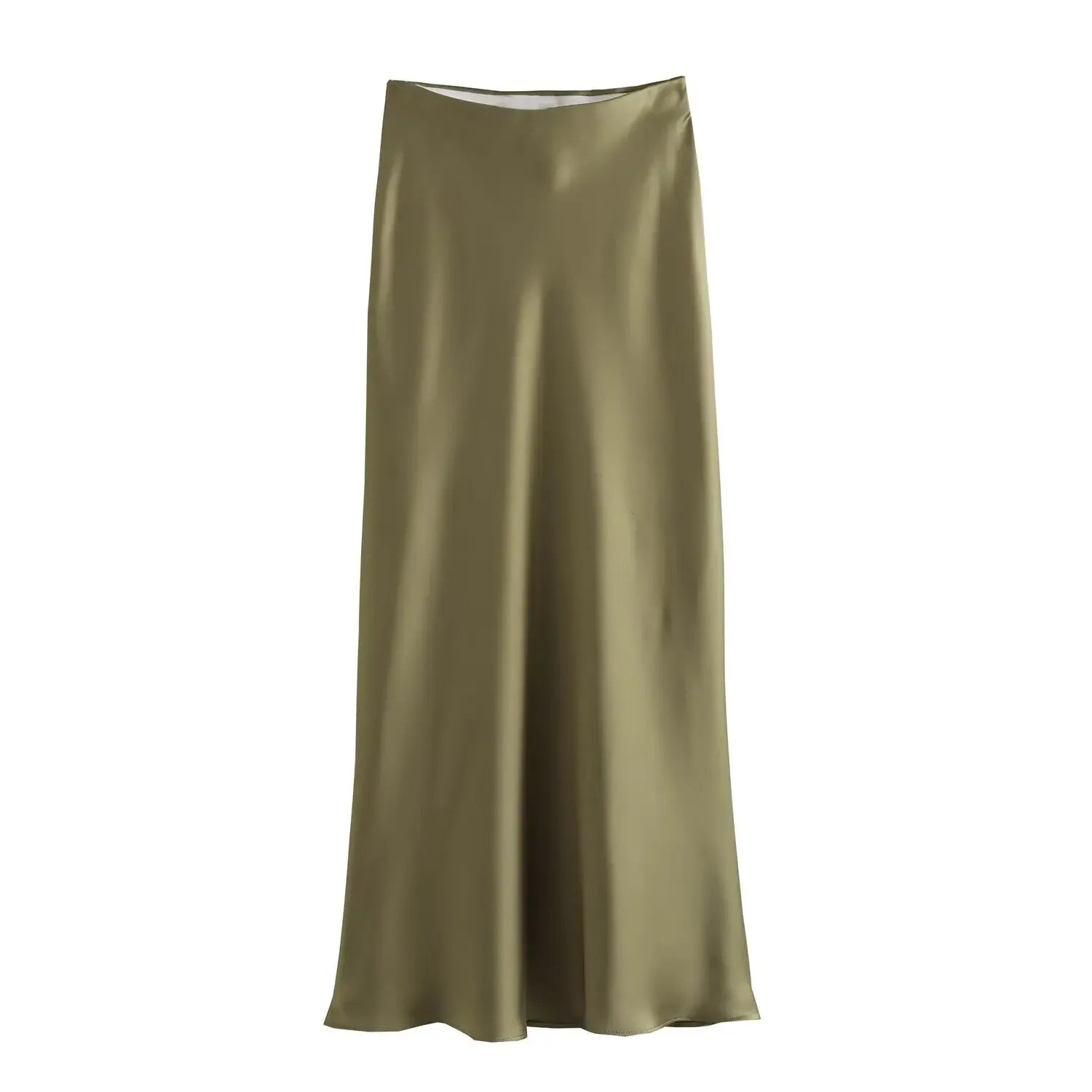 high waist satin A-line skirt for women casual wear