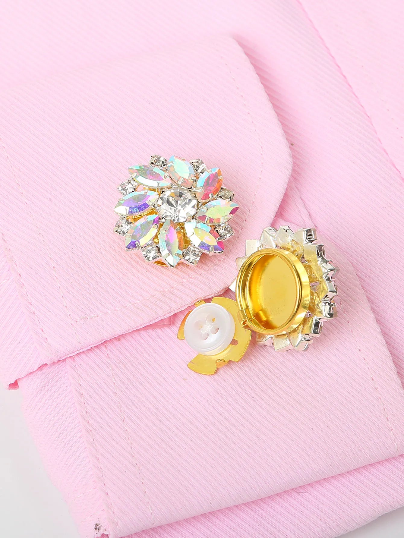 Rhinestone Button Covers Clips for Shirts