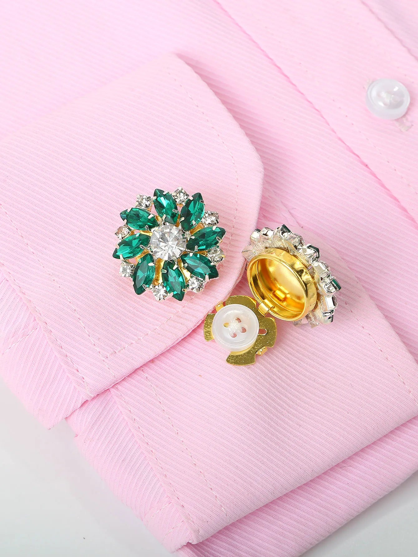 Rhinestone Button Covers Clips for Shirts