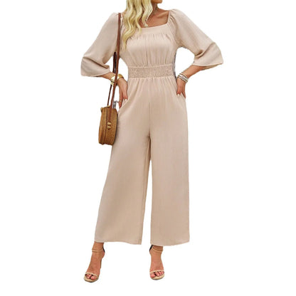 Jumpsuit Spring and Summer Short-sleeved Wide-leg Pants