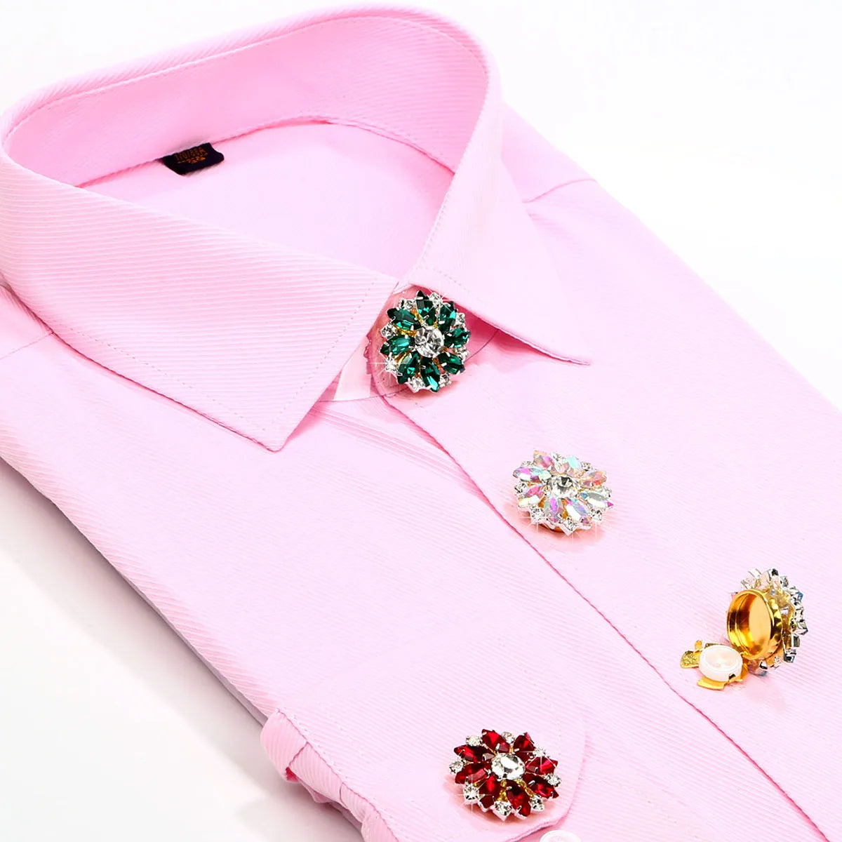 Rhinestone Button Covers Clips for Shirts