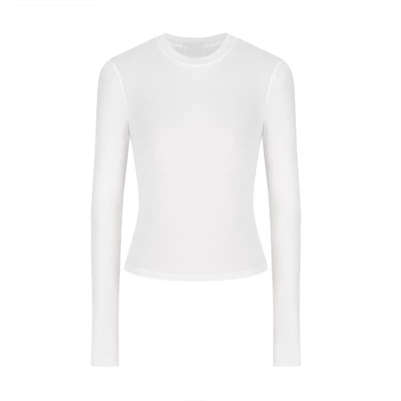 Women Casual Long Sleeve T-shirts Cotton Elastic Basic Autumn