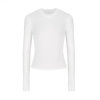 Women Casual Long Sleeve T-shirts Cotton Elastic Basic Autumn