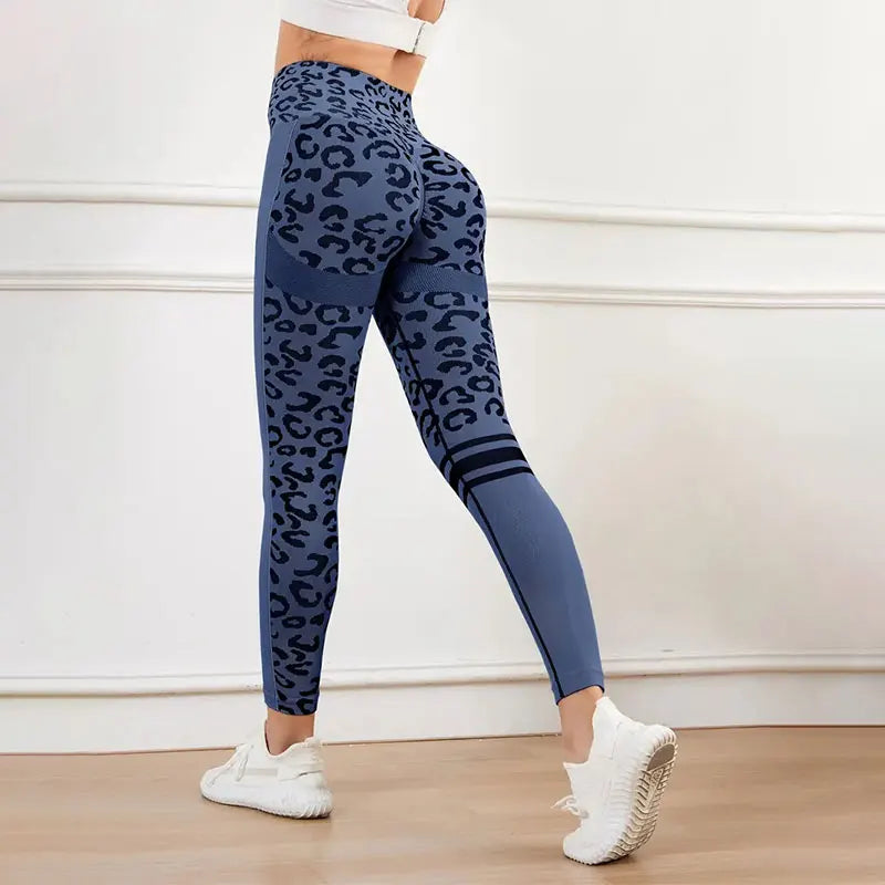 Yoga High Waist Tights, Leopard Print Seamless Quick Drying Fitness Pants