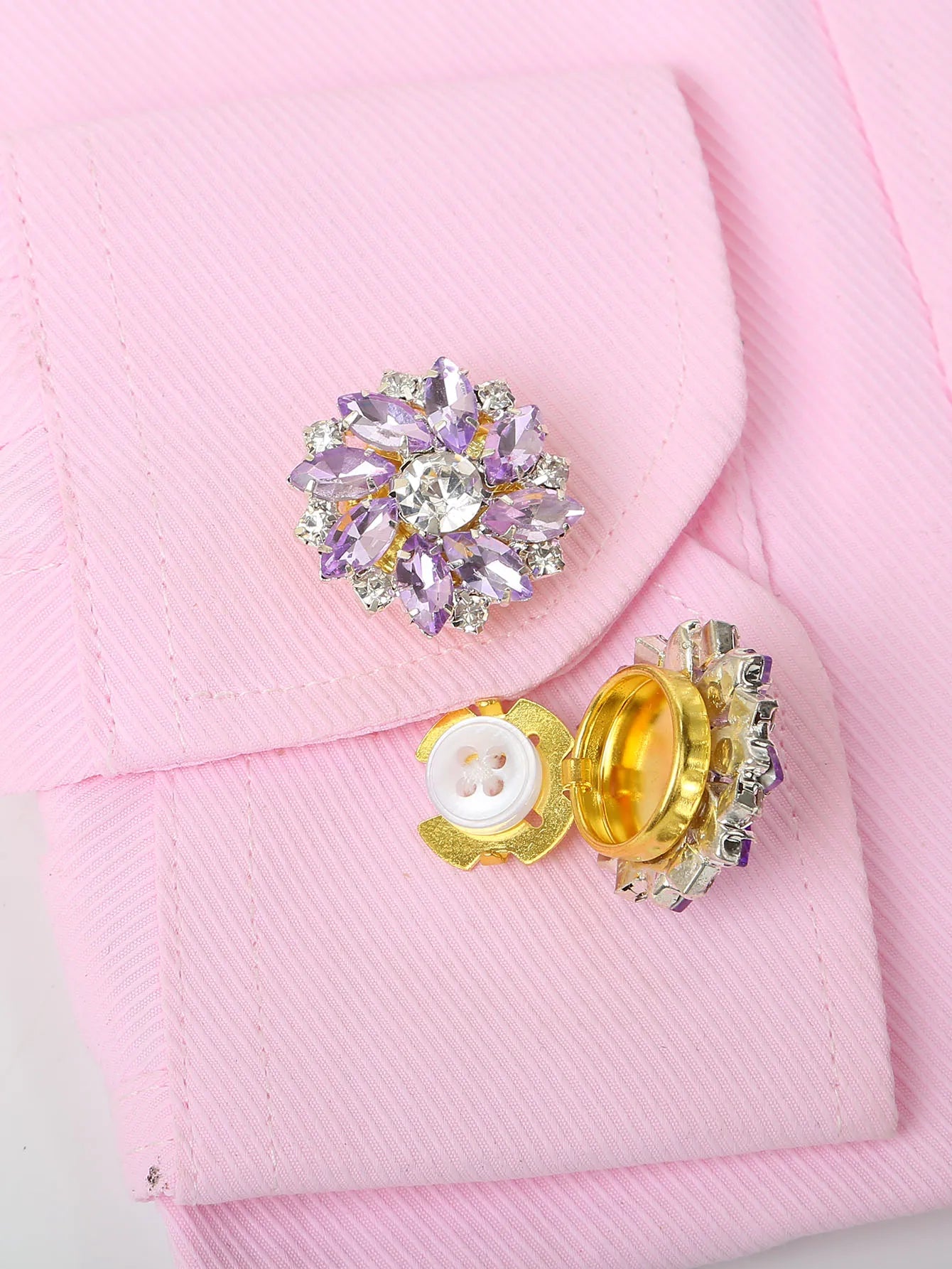 Rhinestone Button Covers Clips for Shirts