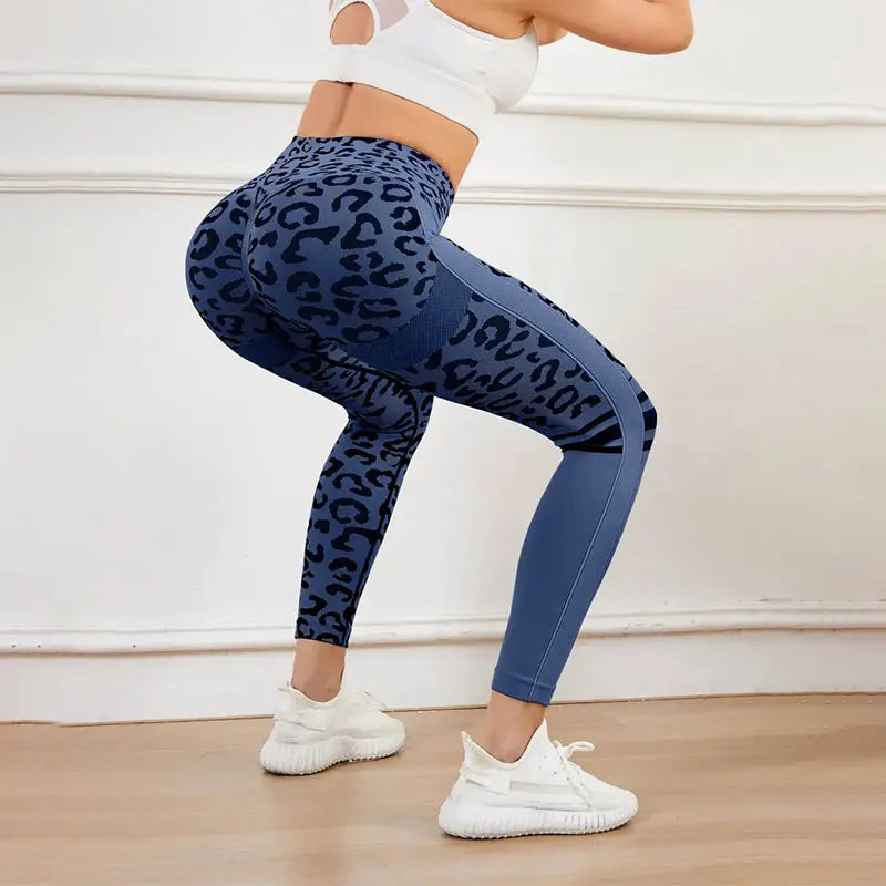 Yoga High Waist Tights, Leopard Print Seamless Quick Drying Fitness Pants