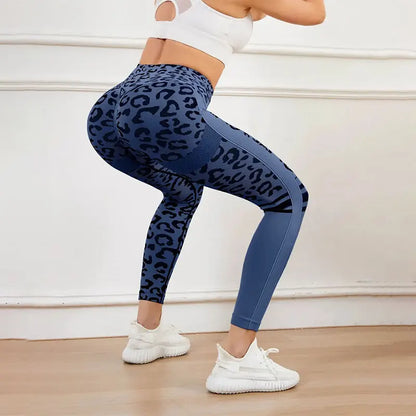 Yoga High Waist Tights, Leopard Print Seamless Quick Drying Fitness Pants