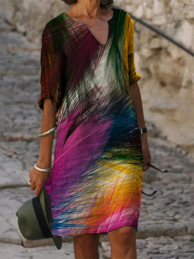 Summer Women's Dress Casual Boho Floral Print Half Sleeve